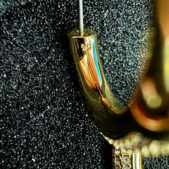 Swarovski Dextera Gold Tone Hoop Earrings with Pave White Crystals - Picture 6 of 6